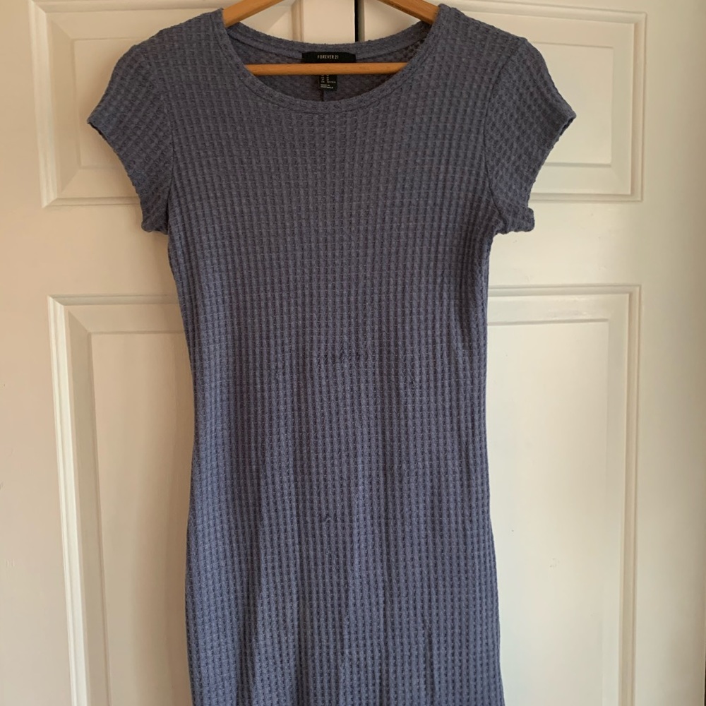 F21 Waffle Knit Dress Blue Forever 21 T-Shirt